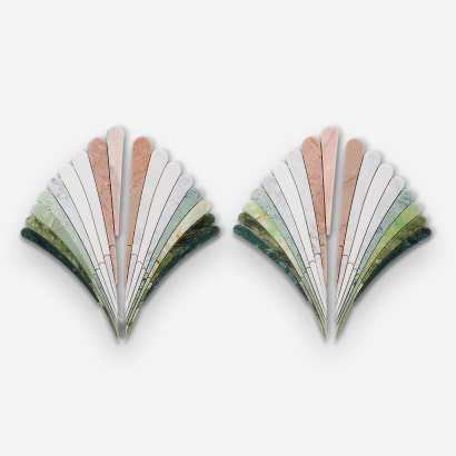 Fierra Flamingo Multicolor 11x24 Fan Polished Waterjet Marble Mosaic Tile