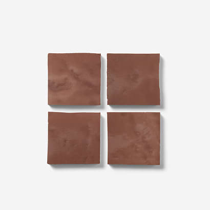 Zelora Chestnut Brown 4x4 Zellige Look Glossy Ceramic Tile